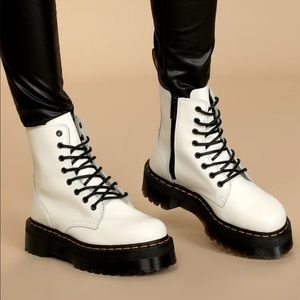 Jadon patent leather white Dr. Martens doc martens platform lace up boots